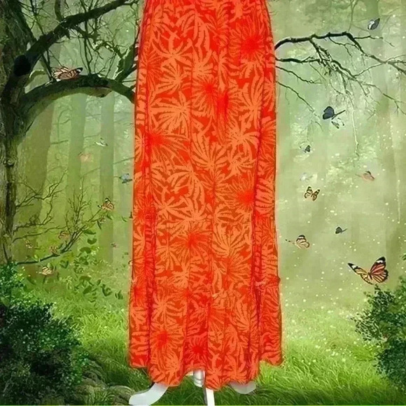 NWT Betsey Johnson Orange Boho Maxi Dress - Picture 3 of 10